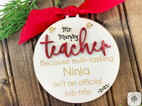 Teacher Ornament - Personalized Teacher Ninja Saying Ornament