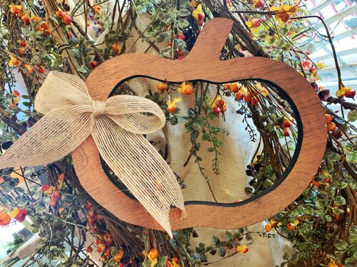 Rustic Pumpkin Outline Decoration - Cute Wreath Tie-In Pumpkin Cut Out