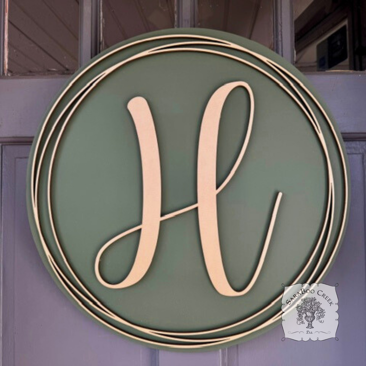 Custom Initial Wood Sign with Minimalistic Circle Border