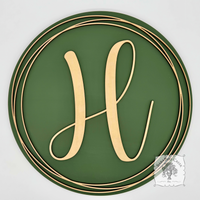 Custom Initial Wood Sign with Minimalistic Circle Border