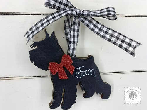 Schnauzer Ornament - Personalized Dog Silhouette Ornament in Black