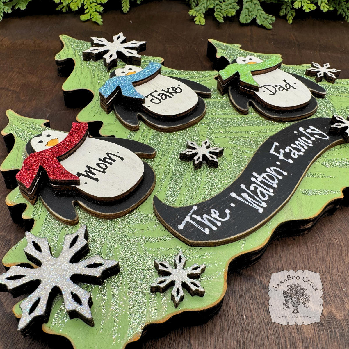 Penguin Family Tabletop Tree: Up to 5 Personalized Penguins