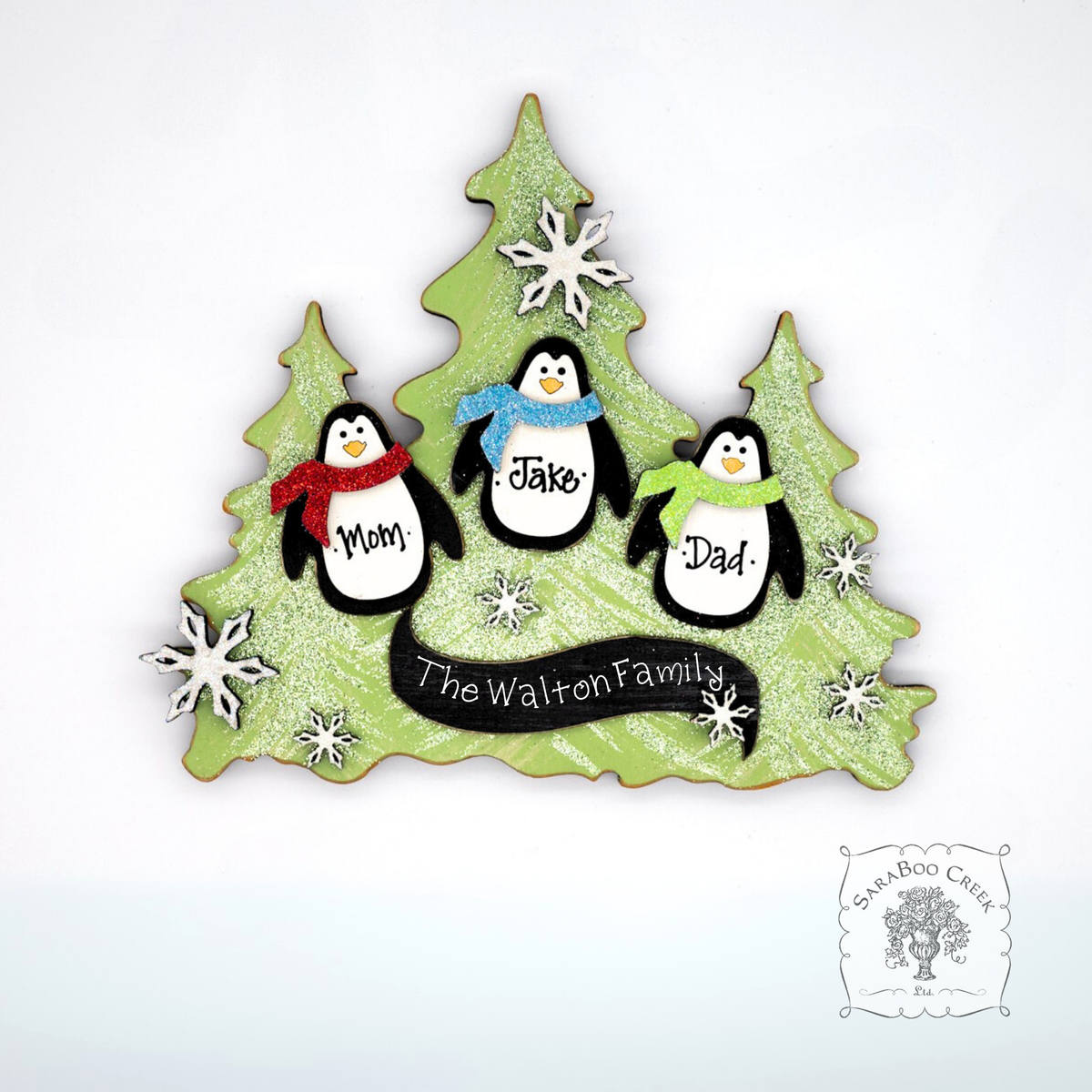 Penguin Family Tabletop Tree: Up to 5 Personalized Penguins