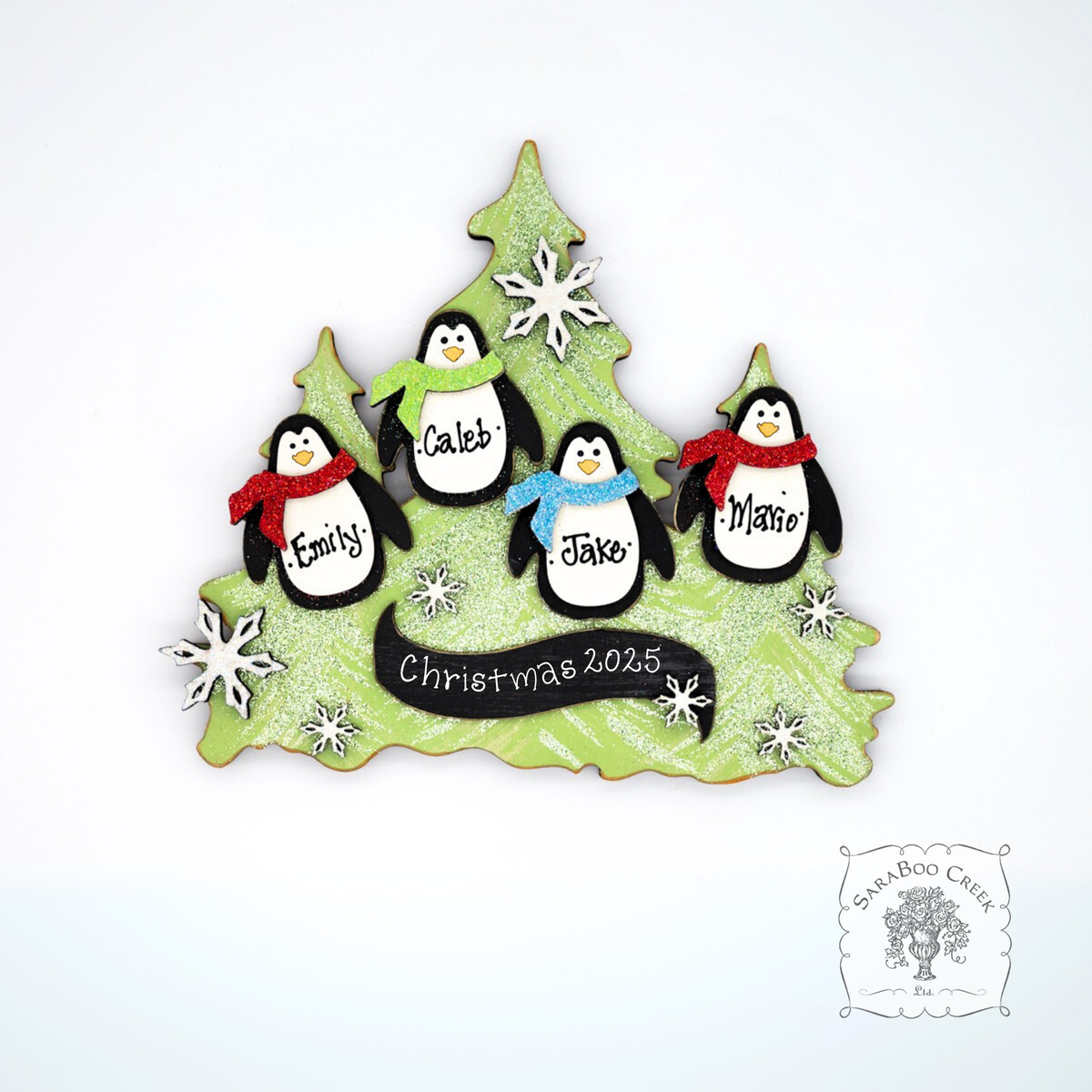 Penguin Family Tabletop Tree: Up to 5 Personalized Penguins
