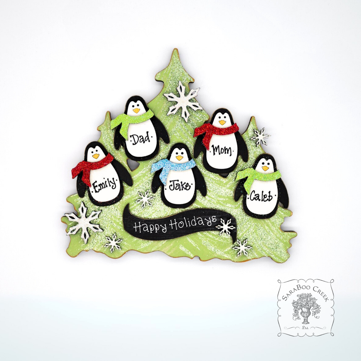 Penguin Family Tabletop Tree: Up to 5 Personalized Penguins