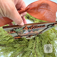 Wood "Autumn" Hanging Picture Frame with Pumpkins and Fall Leaves & Floral - Slip in 3.5" x 5.5" Photo