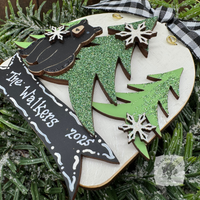 Personalized Black Bear Ornament; Handmade Layered Bear in the Woods Winter Scene