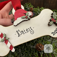 Dog Bone Ornament w/ Christmas Accents