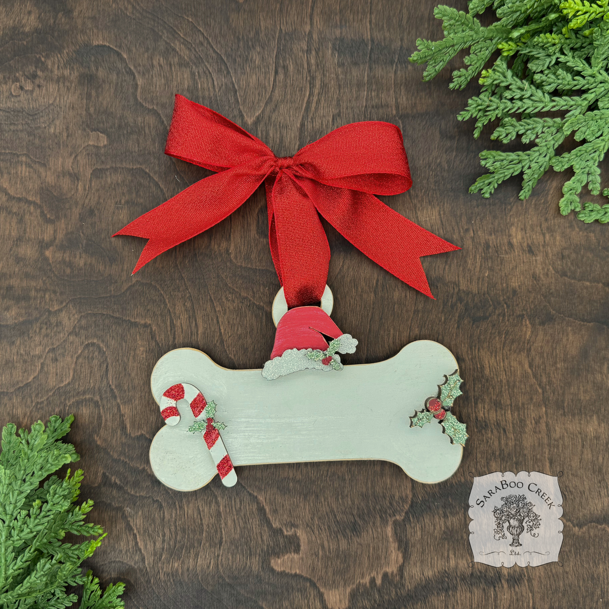 Dog Bone Ornament w/ Christmas Accents
