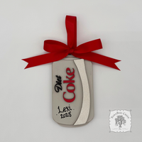 Diet Coke Personalized Ornament; Handmade Layered Wood Soda Can hung w/ Ribbon
