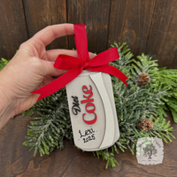 Diet Coke Personalized Ornament; Handmade Layered Wood Soda Can hung w/ Ribbon