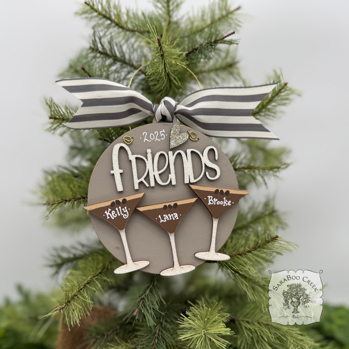 Espresso Martini Ornament w/2 or 3 Cocktails; Choose Girlfriends Friends Sisters or Cheers