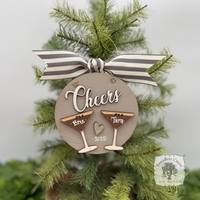 Espresso Martini Ornament w/2 or 3 Cocktails; Choose Girlfriends Friends Sisters or Cheers