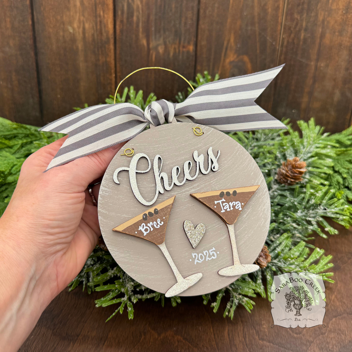 Espresso Martini Ornament w/2 or 3 Cocktails; Choose Girlfriends Friends Sisters or Cheers