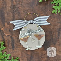 Espresso Martini Ornament w/2 or 3 Cocktails; Choose Girlfriends Friends Sisters or Cheers