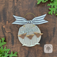 Espresso Martini Ornament w/2 or 3 Cocktails; Choose Girlfriends Friends Sisters or Cheers