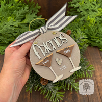 Espresso Martini Ornament w/2 or 3 Cocktails; Choose Girlfriends Friends Sisters or Cheers