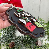 Grandkids Gifts Ornament with 2, 3, 4 or 5 Personalized Wood Present for Grandchildren