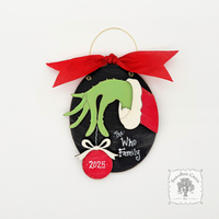 Grinch Hand w/ Christmas Ball Christmas - Personalized Handmade Wood
