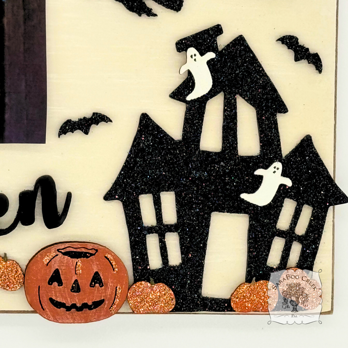 11" x 9" "Halloween" Picture Frame with Haunted House & Halloween Decorations - Clip on up to 4 x 6 Photo