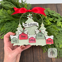 Christmas Trees Ornament with Personalized Presents for Grandparents or Family; Custom Grandkids Gift