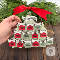 Christmas Trees Ornament with Personalized Presents for Grandparents or Family; Custom Grandkids Gift