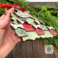 Christmas Trees Ornament with Personalized Presents for Grandparents or Family; Custom Grandkids Gift