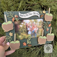 Personalized Fall Picture Frame w/ Caramel Apples & Autumn Decorations - Holds 4x6 Photo; Choice of Frame Color