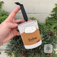 Whiskey Bourbon or Scotch Rocks Glass Ornament; Personalized, Handmade Wood Old Fashioned Cocktail Ornament