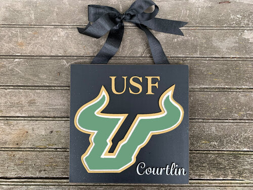 College / University School Sign - University of South Florida Logo on 12 x 12 Plaque; Handmade Wood