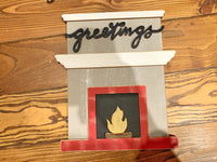 Standing Fireplace w/ Personalized Stockings & Pets or Presents and Choice of Wooden Word