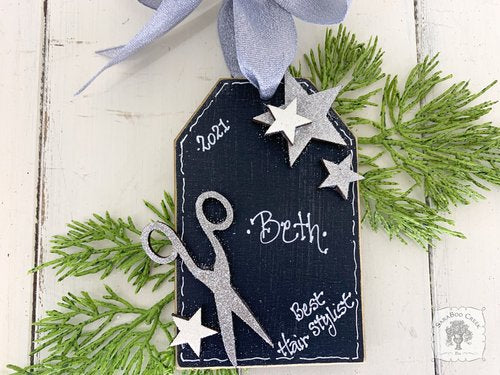 Scissor Shipping Tag Ornament - Cute Personalized Hair Stylist, Sewing SaraBoo Creek Scissor Shipping Tag Ornament - Cute Personalized Hair Stylist, Sewing SaraBoo Creek