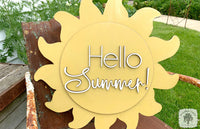 20" Sun Door Hanger with Custom Word or Name - Summer Last Name Sign; Cute Patio or Pool Decor