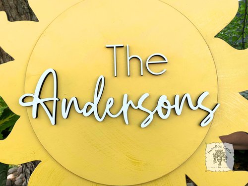 20" Sun Door Hanger with Custom Word or Name - Summer Last Name Sign; Cute Patio or Pool Decor