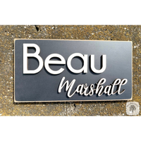 Minimalist Custom 2 Name Sign - Smaller 11.5" x 6" Rectangle Plaque for Any Room; Stylish in Farmhouse Decor