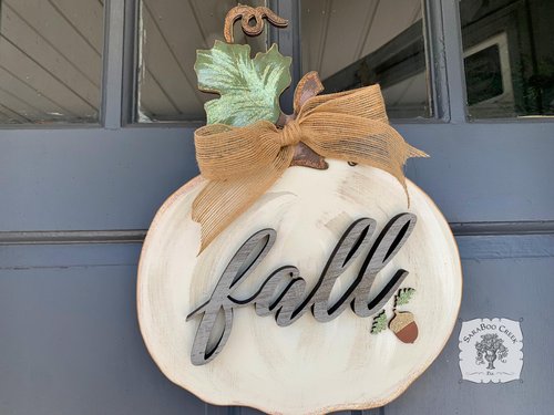 Layered White Pumpkin with Hello, Fall or Custom Rustic Word