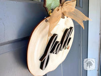 Layered White Pumpkin with Hello, Fall or Custom Rustic Word