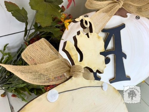 White Fall Pumpkin Customized with Initial - Simply Classic Autumn Decoration