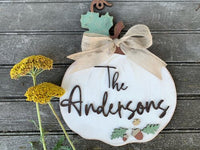 Custom White Pumpkin With Last Name