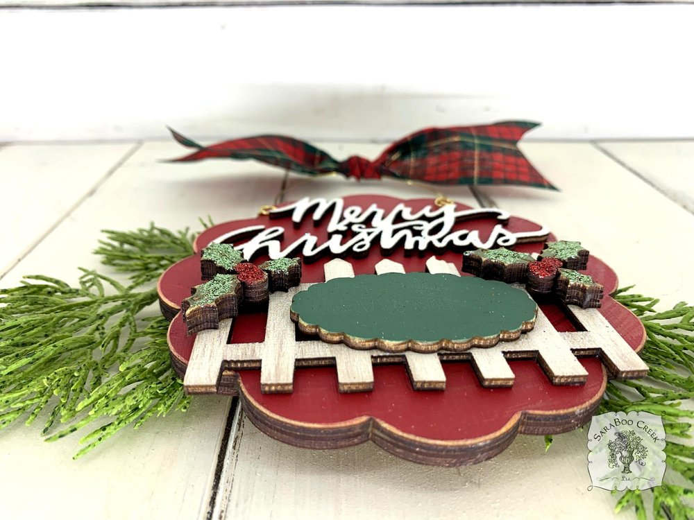 Merry Christmas Ornament w/ Fence