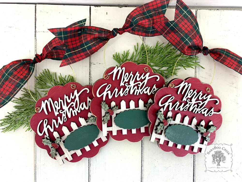 Merry Christmas Ornament w/ Fence