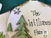 Christmas Trees Disc Ornament - Personalized 5" Pine Trees & Snowflakes Winter White Ornament