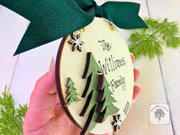 Christmas Trees Disc Ornament - Personalized 5" Pine Trees & Snowflakes Winter White Ornament