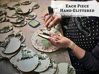 Christmas Trees Disc Ornament - Personalized 5" Pine Trees & Snowflakes Winter White Ornament