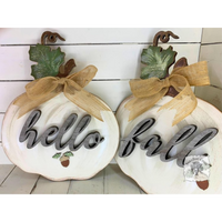 Layered White Pumpkin with Hello, Fall or Custom Rustic Word