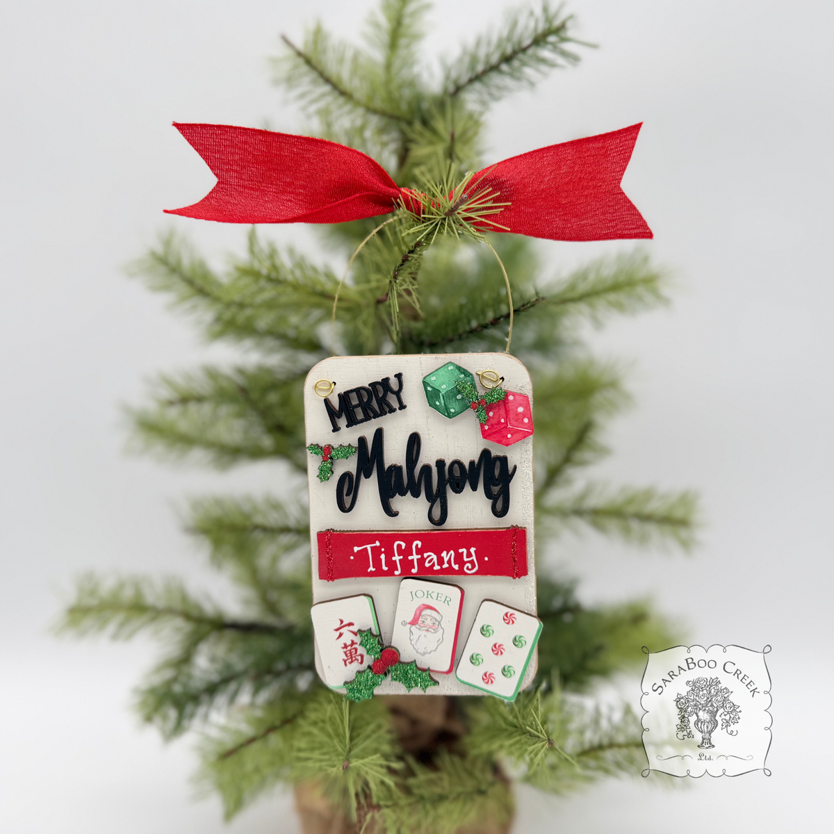 Mahjong Christmas Ornament, Personalized Layered Mahjong Tiles Personalized Gift