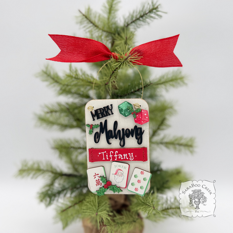 Mahjong Christmas Ornament, Personalized Layered Mahjong Tiles Personalized Gift