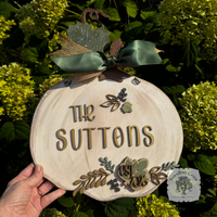 White Wood Pumpkin Family Sign
