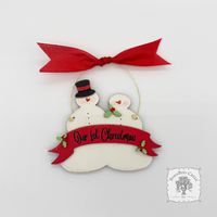 "Our First Christmas" Snowmen Duo Wood Ornament