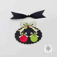 Family, Grandchildren. or Group Personalized Christmas Ornament w/ 2-7 Layered Ball Ornaments topped w/ Wood Bows